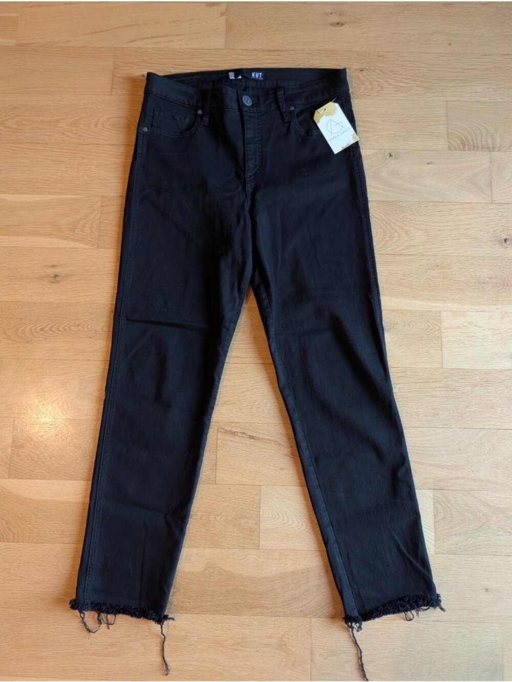 Kut From The Kloth Black Diana Fab Ab Skinny Jeans W/ Frayed Hem, Size 8